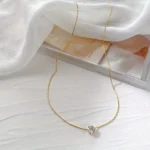 Ultra-simple Stainless Steel Golden Wire Chain Advanced Sense Inlaid Necklace Women's Clavicle Chain Niche Luxury Does Not Fade - Image 4