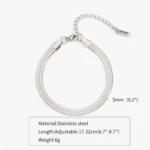 Gold Silver Color Stainless Steel Flat Chain Bracelet For Men Retro Jewelry Trendy Accessories Women Wrap Bangle - Image 5