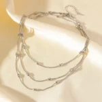 EILIECK 316L Stainless Steel Gold Silver Color Multi Layers Necklace For Women Fashion Waterproof Neck Chain Jewelry Gift Bijoux - Image 6