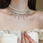 Luxury Rhinestone Crystal Chokers Necklaces For Women Multilayer Imitation Pearl Chain Necklace For Party Wedding Jewelry - Image 5