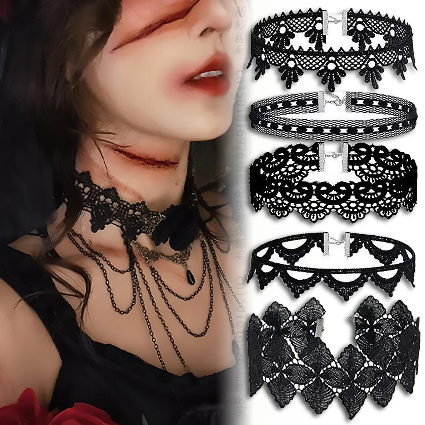 kf-S984cba89cefd42619a82c7d3c86d24e9A Lady Chokers Leaf Tassel Women Neck Jewelry Accessory Girl Lace Gothic Vintage Sexy Fashion Velvet Rose Beads Flower Necklace - Image 1