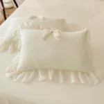 3pcs White Bedding set ruffles Duvet Cover Set (1*Duvet Cover + 2*Pillowcase, Without Core)for bedroom guest room - Image 5