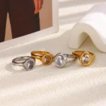 La. Muses Luxury Shiny Round Zircon Irregular Stainless Steel Women's Ring PVD Gold Plated Fashion Jewelry Accessories - Image 2