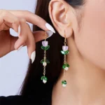 Korean Exquisite Imitation Pearl Tassel Drop Earring For Women Shiny Zircon Flower Leaf Long Ear Line Geometric Earring Jewelry - Image 6