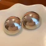 Punk Smooth Large Round Semicircle Exaggerated Metal Stud Earrings for Women Classic Gold Color Geometric Earring Ear Jewelry - Image 4