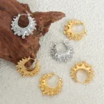 CARLIDANA Vintage Non Tarnish Womens Earrings Stainless Steel Waterproof Hypoallergenic Spikes Beads Fashion Hoop Earring - Image 2