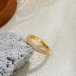 Fashion Full Cubic Zirconia 18K Gold Plated Rings for Women Waterproof PVD Stainless Steel Zircon Wedding Ring Charm Jewelry New - Image 4