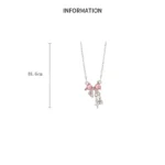 Sweet Pink Bow Necklace Ladies Fashion Sparkling Rhinestone Star Shape Pendant Clavicle Chain Delicate Wedding Accesories - Image 6