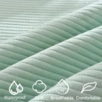 1pc Striped Waterproof Mattress Protector, Comfortable Mattress Cover, Soft and Breathable for Single/Double Beds - Image 2