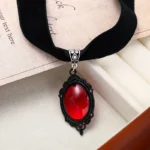 Gothic Witch Pagan Blood Red Pendant Chocker Necklace Women Vintage Black Velvet Necklace Personalised Jewellery Accessories - Image 3