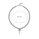 Fashionable Choker with Pendant Graceful Bowknot Pendant Choker Necklace with Gray Pearls Neck Jewelry Accessories - Image 6