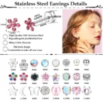 2PCS/Set Stainless Steel Heart Moon Earbone Stud Screw Ball Stud Earrings for Women Fashion Ear Tragus Cartilage Body Piercing - Image 2