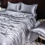 Luxury Ice Silk Bedding Set Satin Silky Duvet Cover Set With Pillowcase High-end Home Textiles Solid Color Bed Cover Sets - Image 2