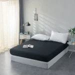1-Piece Solid Color Fitted Sheet Mattress Protector, Does Not Include Pillowcases or Pillow Inserts, Premium Fleece Thickened Skin-Friendly Comfortable Polyester Fiber Fitted Sheet, Suitable for Bedroom, Guest Room, Dormitory, Reactive Printed Dirt-Resistant Mattress Protector Suitable for All Seasons, Deep Pocket Soft and Comfortable Bedding, Machine Washable - Image 2