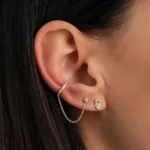 Aide 1pc 925 Sterling Silver Shimmering Clear CZ Zircon Ear Cuff With Chain Tassel Stud For Women Gift Cartilage Clip Earrings - Image 4