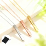 Customized Name Quotes Date Multi sided Engraved Necklace Stainless Steel Personalized Cube Bar Necklace Fashion Couple Jewelry - Image 4