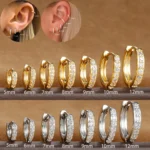 1Pair Stainless Steel Huggie Minimal Hoop Earrings Little Crystal Zirconia Thin Helix Tragus Cartilage Earrings Piercing Jewelry