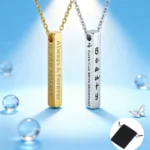 Customized Name Quotes Date Multi sided Engraved Necklace Stainless Steel Personalized Cube Bar Necklace Fashion Couple Jewelry - Image 3