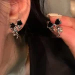 New Y2K Bowknot Zircon Stud Earrings for Women Fashion Korean Silver Color Pink Crystal Personality Earring Party Jewelry Gifts - Image 2