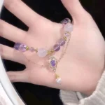 Light Luxury Purple Glass Crystal Beaded Bracelets for Women Chic Butterfly Tassel Pendant Bracelets Sweet Girl Wrist Jewelry - Image 4