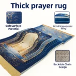 Prayer Rug Living Room Prayer Mat 70*110cm Muslim Islamic Prayer Rug, Carpet Mat, Kneeling Poly Mat with Vintage Pattern, Tassel