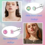2PCS/Set Stainless Steel Heart Moon Earbone Stud Screw Ball Stud Earrings for Women Fashion Ear Tragus Cartilage Body Piercing - Image 4