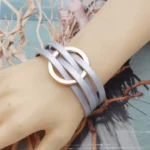 Leather Bracelets For Women 2024 Fashion Bracelets & Bangles Elegant Multilayer Wide Wrap Bracelet Female Jewelry Gift - Image 2