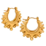 CARLIDANA Vintage Non Tarnish Womens Earrings Stainless Steel Waterproof Hypoallergenic Spikes Beads Fashion Hoop Earring - Image 4