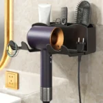 1pc Hair dryer storage rack, non perforated bathroom wall mounted bracket, bathroom air duct storage - Image 4