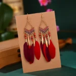 Bohemian Ethnic Feather Dangle Earrings For Women Trendy Long Tassel Colorful Beads Drop Earrings Girl Female Boho Jewelry - Image 4