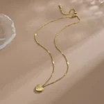1pcs Gold-color Necklace Ms Simple Fashion Peach Heart Engraved Love Collarbone Chain Holiday Gifts - Image 3