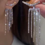 New Simple Stars Tassel Earrings for Women Korean Charm Delicate Shiny Rhinestone Drop Earring Fashion Wedding Gift Jewelry - Image 3