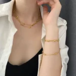 EILIECK 316L Stainless Steel Gold Silver Color Multi Layers Necklace For Women Fashion Waterproof Neck Chain Jewelry Gift Bijoux - Image 4