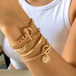 Punk Cuban Link Chain Coin Pendant Bracelet for Women on Hand Vintage OT Buckle Snake Chain Charm Bangles Couple Jewelry Gift - Image 3