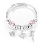 New Rhinestone Heart Shaped Pendant Stainless Steel Beaded Bracelet 4 Colors High Quality Closure Bangles Women Bracelet Jewelry - Image 4