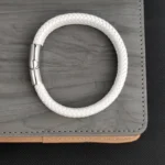 Fashion Simple White Leather Braid Bracelet Stainless Steel Buckle Clasps for Men Handmade Bangle Wholesale Charm Jewelry Gift - Image 6