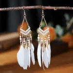 Bohemian Ethnic Feather Dangle Earrings For Women Trendy Long Tassel Colorful Beads Drop Earrings Girl Female Boho Jewelry - Image 3