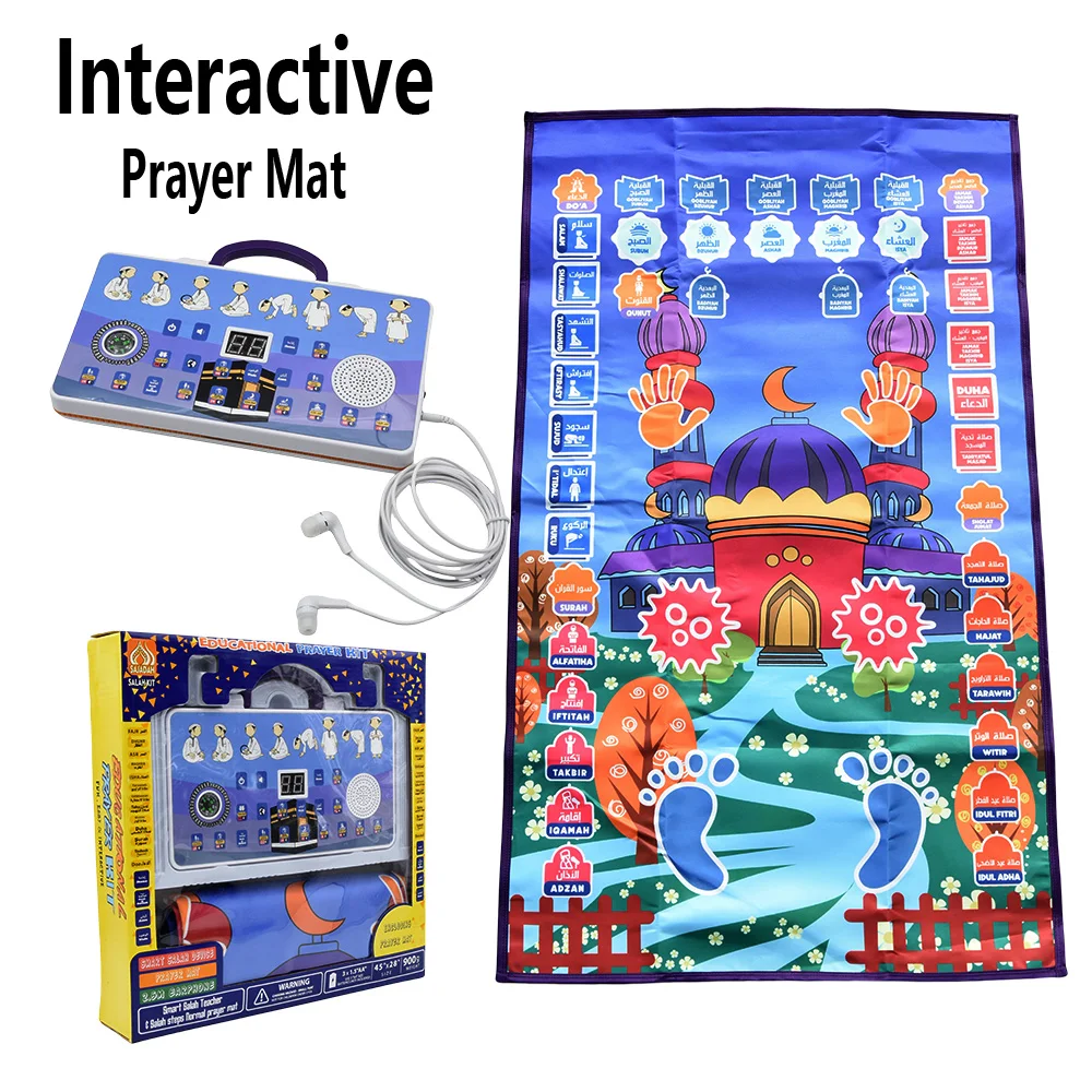 kf-Sdd957058e1814c92ab0d7fd42c0daa925 InteractiveTalking Prayer Mat Educational Rug Salah Muslim Kids Gift Islam Electronic Worship Blanket Compass Islamic Carpet - Image 1