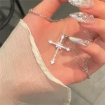 Elegant Crystal Cross Pendant Necklace Silver Color Star Ladies Necklace Fashion Party Jewelry Women Gift Wholesale - Image 5