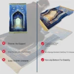 Prayer Rug Living Room Prayer Mat 70*110cm Muslim Islamic Prayer Rug, Carpet Mat, Kneeling Poly Mat with Vintage Pattern, Tassel - Image 5