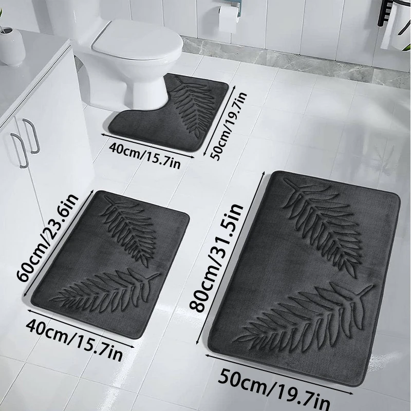 kf-Se39958b25bf74b59a7d3c68c7dcdb34fH 3PCS Set Bath Mats Nonslip Soft Quick Dry Bathroom Soft Rugs Water Absorption Dry Fast Bath Mat Machine Washable For Home Floor - Image 1