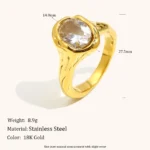 La. Muses Luxury Shiny Round Zircon Irregular Stainless Steel Women's Ring PVD Gold Plated Fashion Jewelry Accessories - Image 4