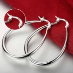 Top Quality 925 Sterling Silver Earrings Simple Round Circle Hoop Earrings For Woman Fashion Wedding Engagement Charm Jewelry - Image 3