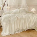 3pcs White Bedding set ruffles Duvet Cover Set (1*Duvet Cover + 2*Pillowcase, Without Core)for bedroom guest room - Image 6