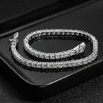 S925 Sterling Silver High Quality Fashionable D Color VVS1 Full Moissanite Tennis Bracelet for Women Wedding Engagement Jewelry - Image 4