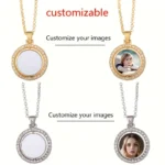 Stylish Personalized Picture Rotatable Round Pendant Necklace Double-Sided DIY Chain Necklace for Custom Unisex Jewelry Gifts - Image 2