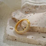 Fashion Full Cubic Zirconia 18K Gold Plated Rings for Women Waterproof PVD Stainless Steel Zircon Wedding Ring Charm Jewelry New - Image 3