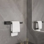 Black Bathroom Hardware Set Self-sticking, Robe Hook Towel Rail Bar Towel Bar Paper Holder Accessories Set without Nails - Image 6