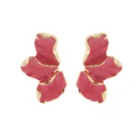 Fashion Irregular Post Earrings Metal Flower Cream Epoxy Studs Gold Color Plating Heavy Statement Jewelry for Women - Image 6