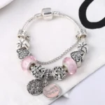 Silver Plated Charm Bracelet & Bangle With Key Lock Crystal Pendant Ball Bracelet For Women Wedding Valentine's Day Jewelry Gift - Image 4